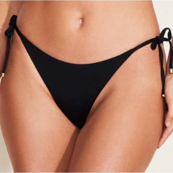 Vitamin A Elle Tie Side Black Bikini Bottom Adjustable NWT Size: Large / US 10 - Picture 1 of 13